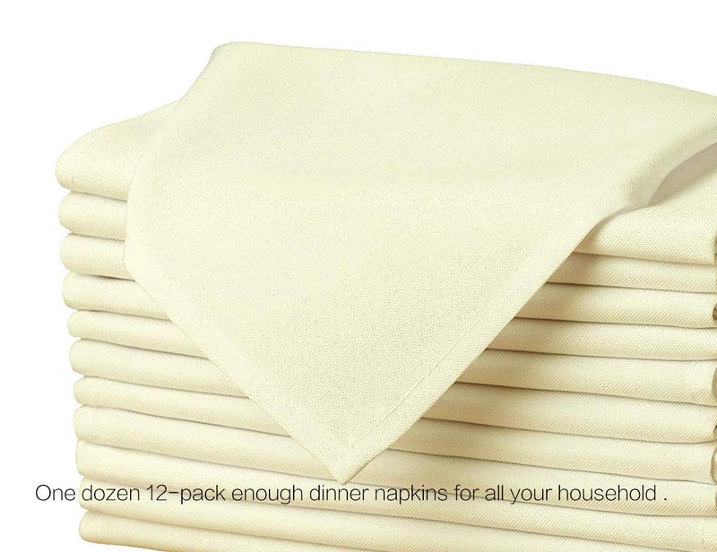 Surmente 20-Inch Polyester Cloth Napkins Linen Dinner Napkins - Set of 12 for Weddings, Banquets, or Restaurants (1-Dozen) (Ivory) - Image 4